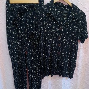 SOLD Vintage 1980s Black Floral Playsuit CoOrd Set